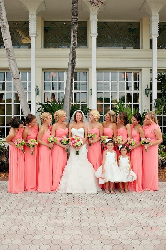coral bridesmaids dresses for 2019 spring coral wedding