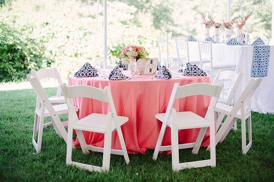 table decorations and chairs for 2019 fall coral wedding