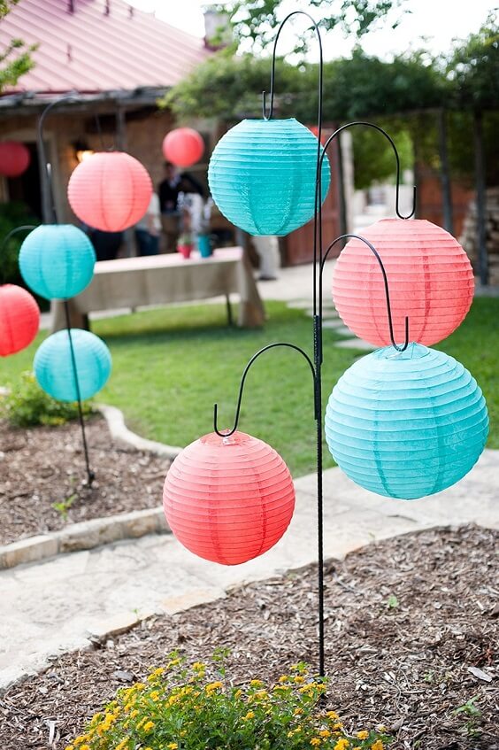 coral and turquoise lanterns for 2019 summer coral wedding
