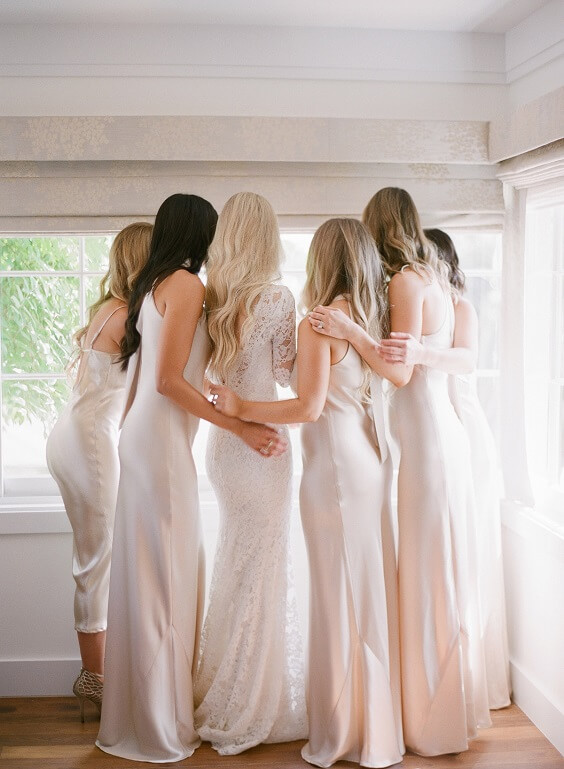 Champagne bridesmaid dresses for Champagne and White May Wedding 2020