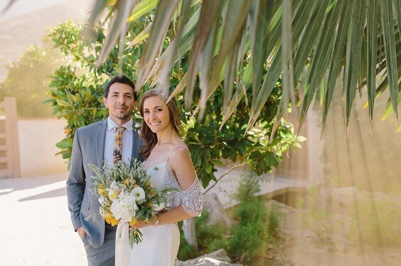 Grey suits for White and Yellow May Wedding 2020