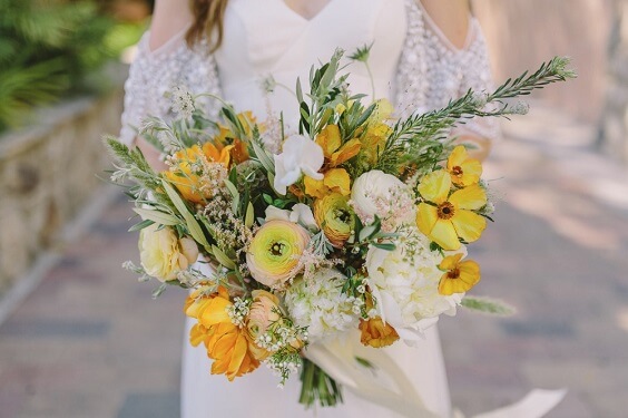 White bridesmaid dresses for White and Yellow May Wedding 2020