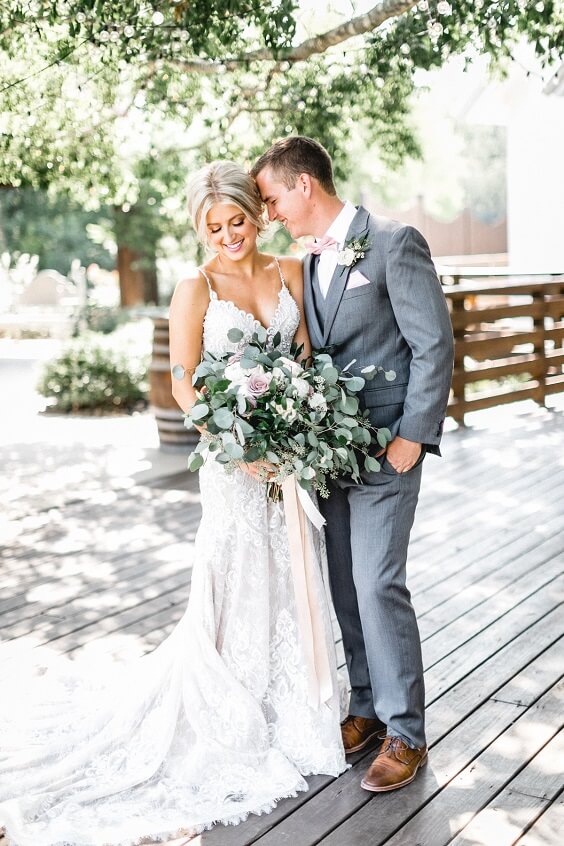 Grey suits for Blush and Mauve May Wedding 2020