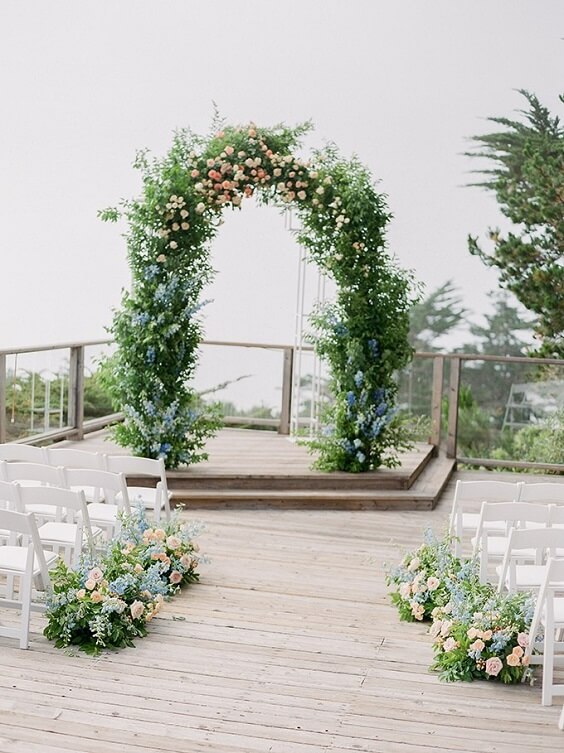 Wedding arch decorations for Peach and Silver Grey May Wedding 2020