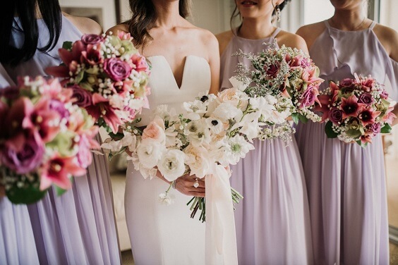 Pale lilac bridesmaid dresses for Pale Lilac and Pink May Wedding 2020