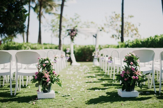 Wedding ceremony decoratins for Pale Lilac and Pink May Wedding 2020