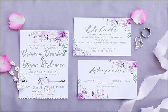 Wedding invitations for Pale Lilac and Pink May Wedding 2020
