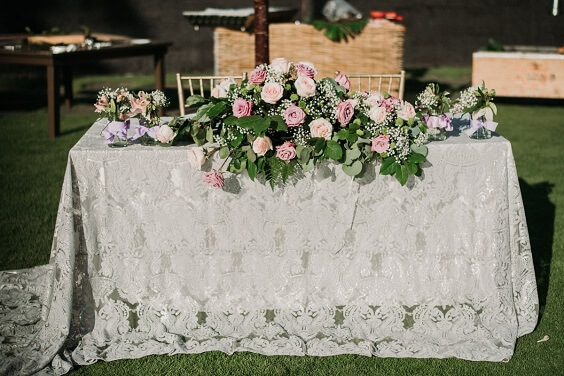 Wedding table decoratins for Pale Lilac and Pink May Wedding 2020