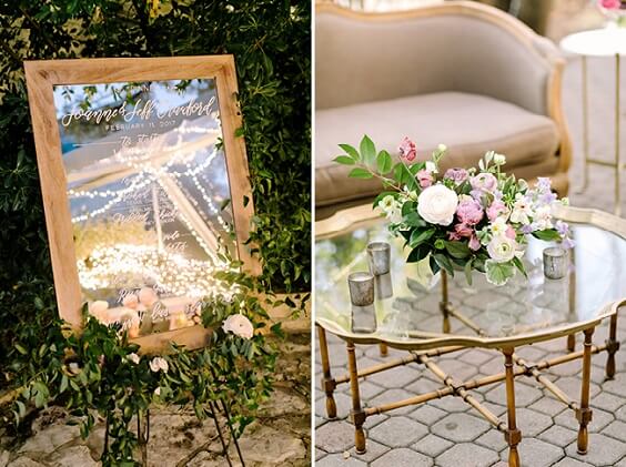 Welcome board for Pale Lilac and Pink May Wedding 2020