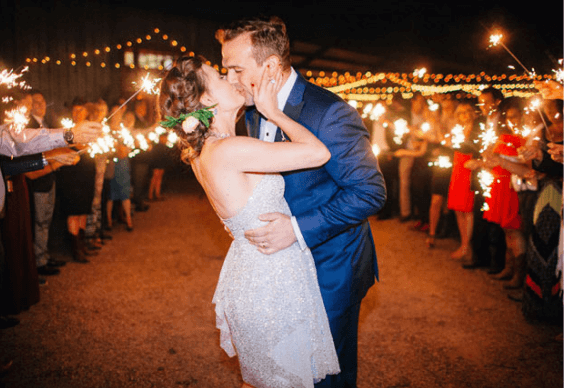 Navy groom and white bride for navy, burgundy and gold wedding