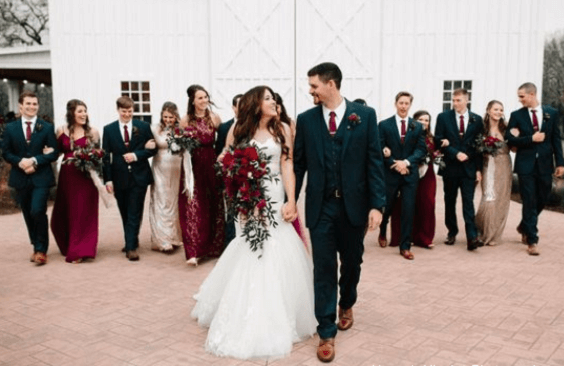 burgundy gold bridesmaid dresses