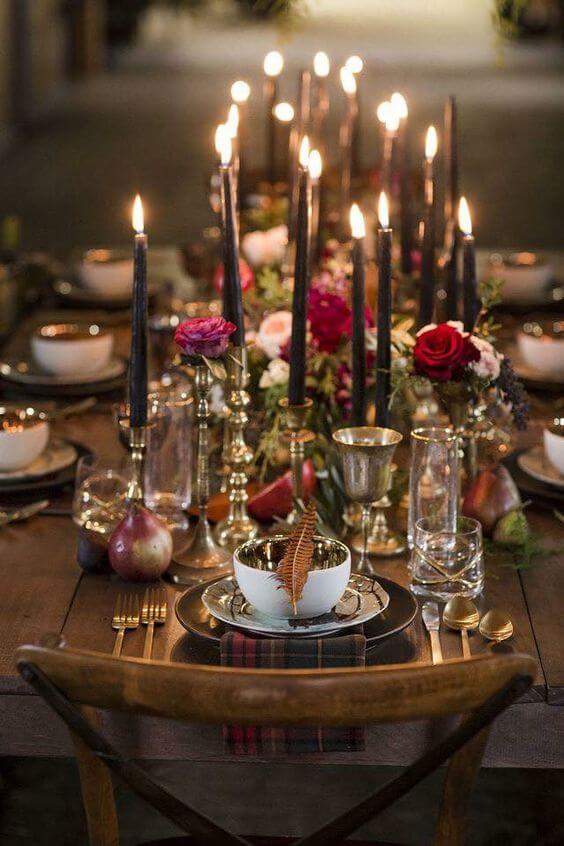 Wedding table decorations for Burgundy, Grey and Gold Winter Wedding