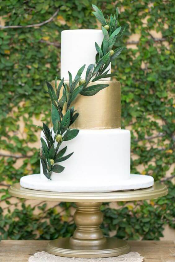 wedding cakes for Green, Ivory and Gold Winter Wedding