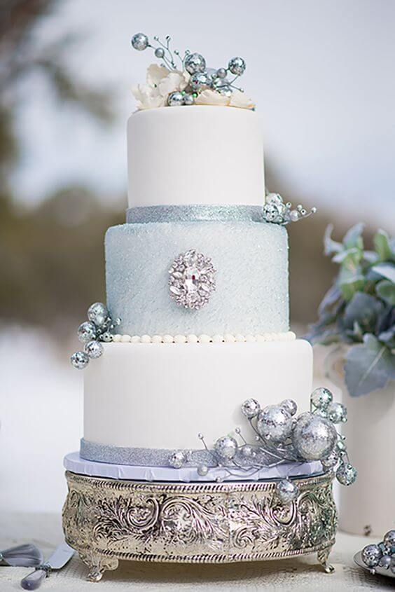 Wedding cake for Ice Blue, Aqua and Silver Winter Wedding Ideas