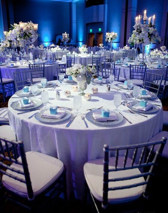 Wedding table decorations for Ice Blue, Aqua and Silver Winter Wedding Ideas