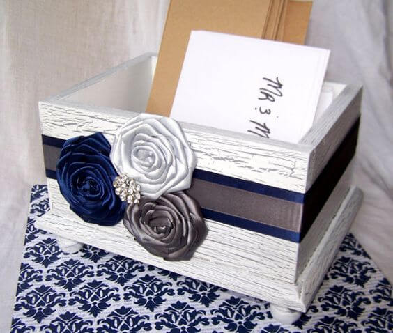 Wedding cards box for Navy, Grey and White Winter Wedding