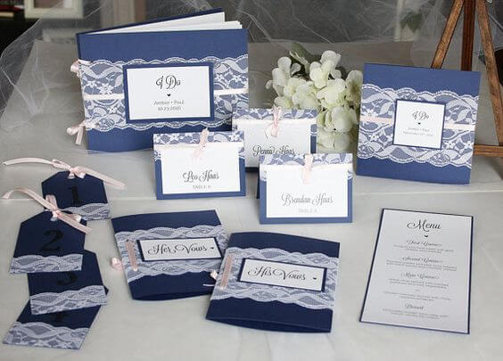 Wedding cards for Navy, Grey and White Winter Wedding