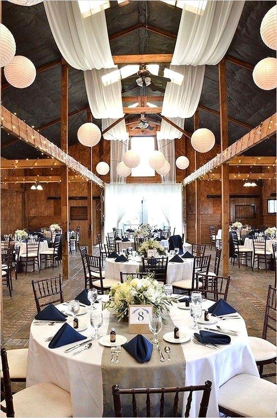 Wedding dining reception ideas for Navy, Grey and White Winter Wedding