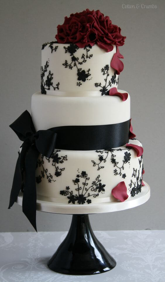 Wedding Cakes for Red, Black and White Winter Wedding