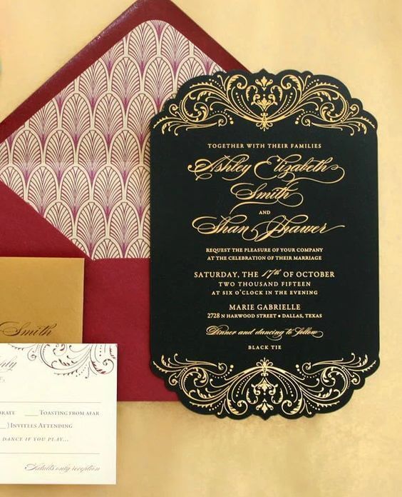 Wedding Invitations for Red, Black and White Winter Wedding