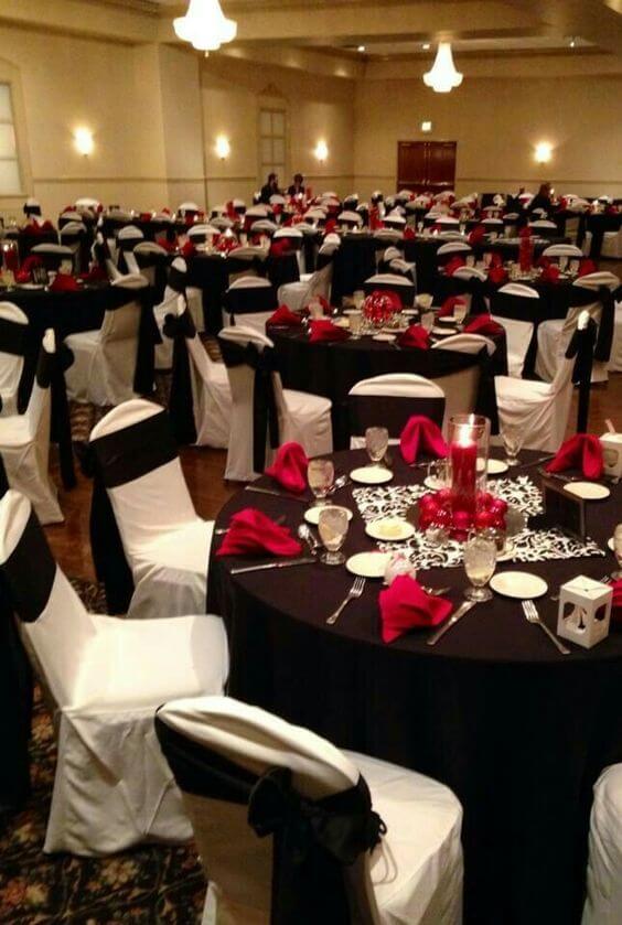 Wedding Reception Decorations for Red, Black and White Winter Wedding