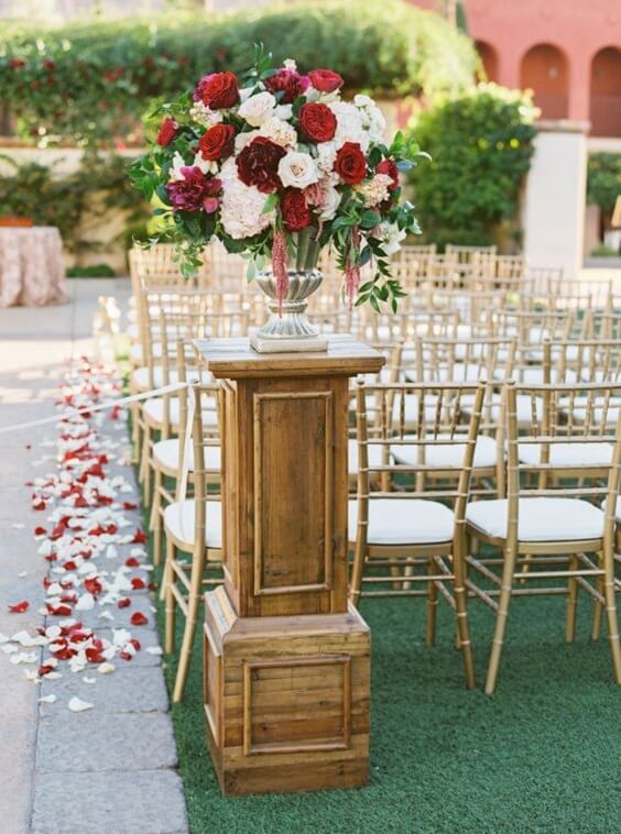 Wedding venue decorations for burgundy and blush wedding