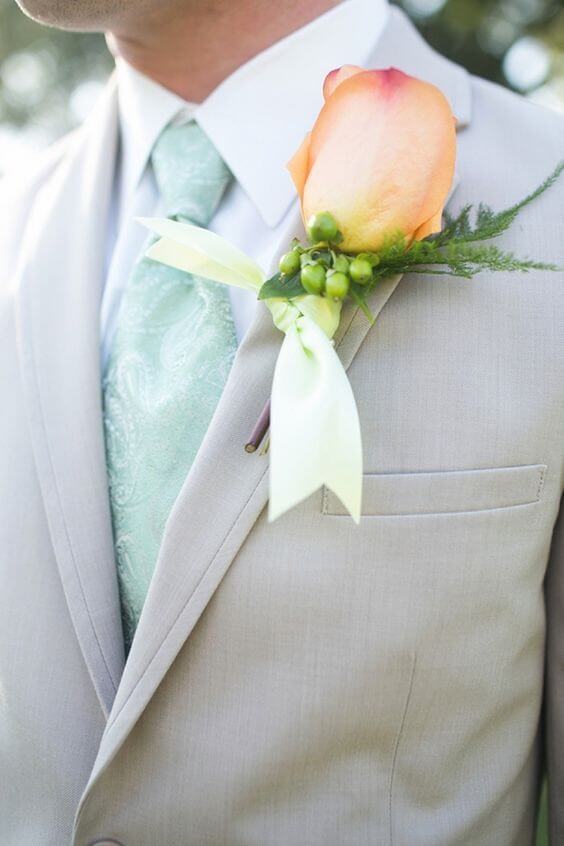 Groom for Mint and peach wedding