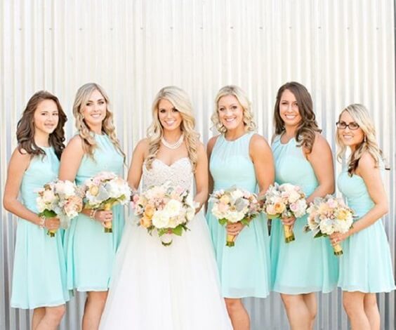 Mint Bridesmaid dresses for Mint and peach wedding