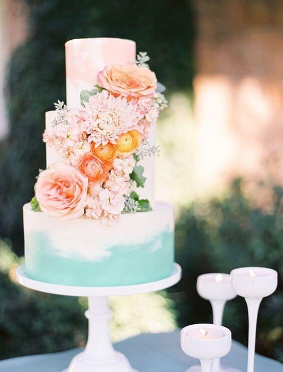 Wedding cakes for Mint and peach wedding