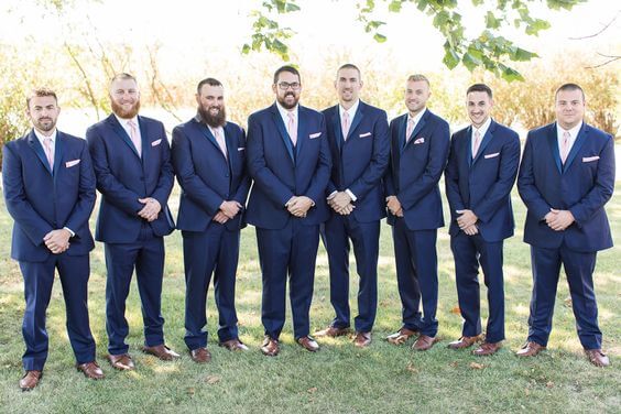 Navy groom and groomsmen for Dusty rose wedding