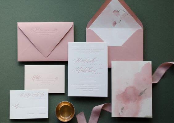 wedding invitations for Dusty rose wedding