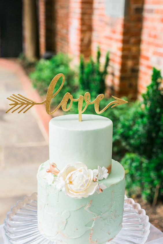 Mint Wedding cake for Mint and gold wedding