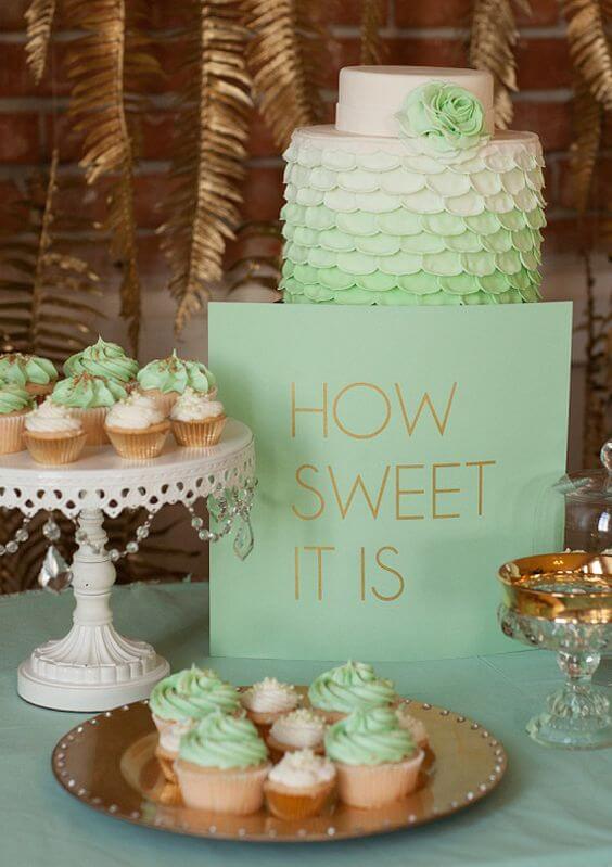 Wedding cakes for Mint and gold wedding