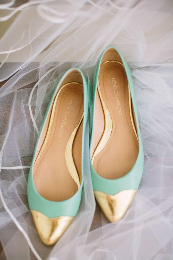 Wedding shoes for Mint and gold wedding