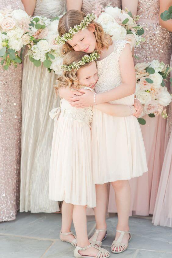 flower girl for rose gold and blush wedding