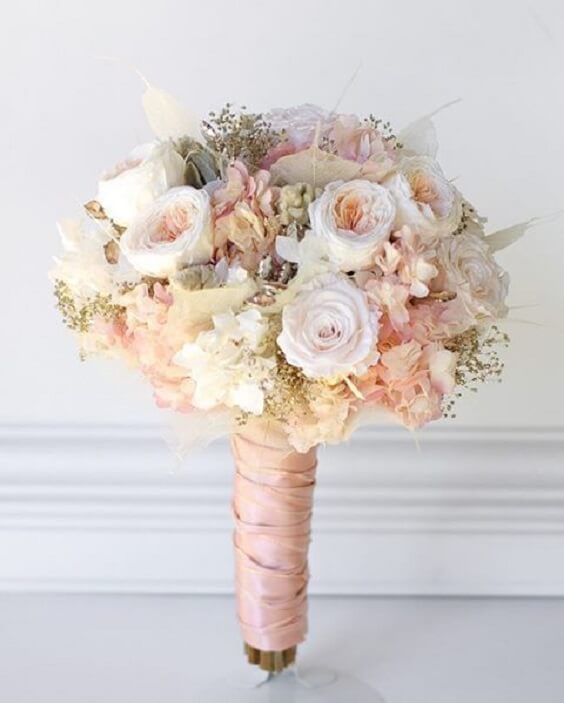 Wedding bouquets for rose gold and blush wedding