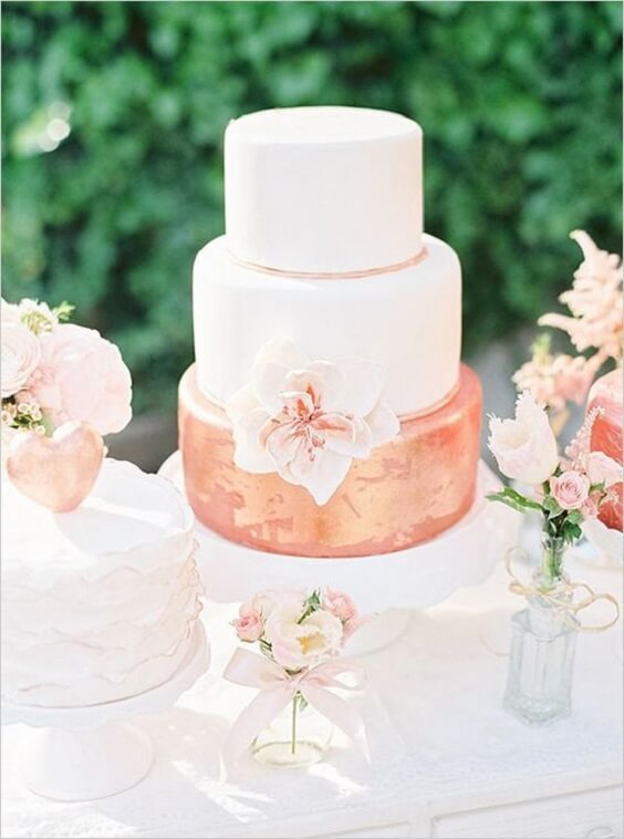 Wedding cake for rose gold and blush wedding