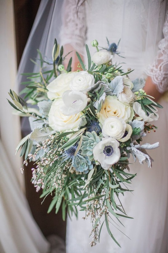 wedding bridal bouquet for bohemian sage green black and brown fall wedding 2