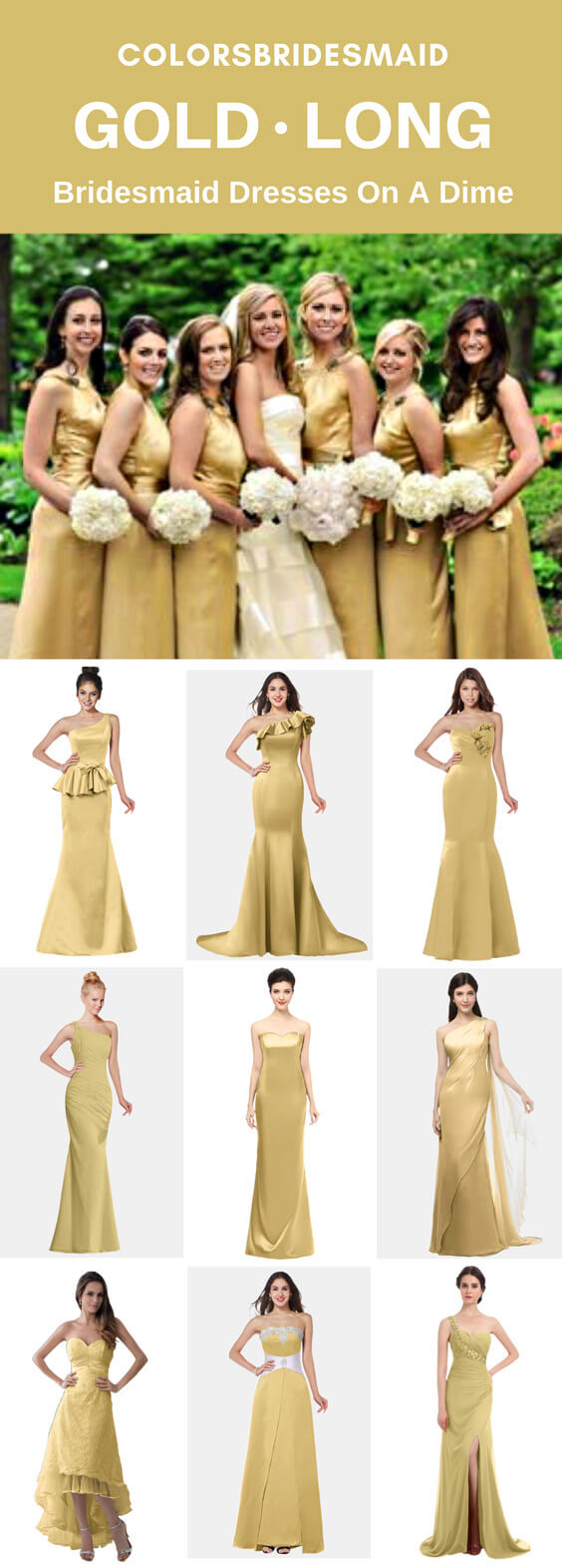 gold long bridesmaid dresses