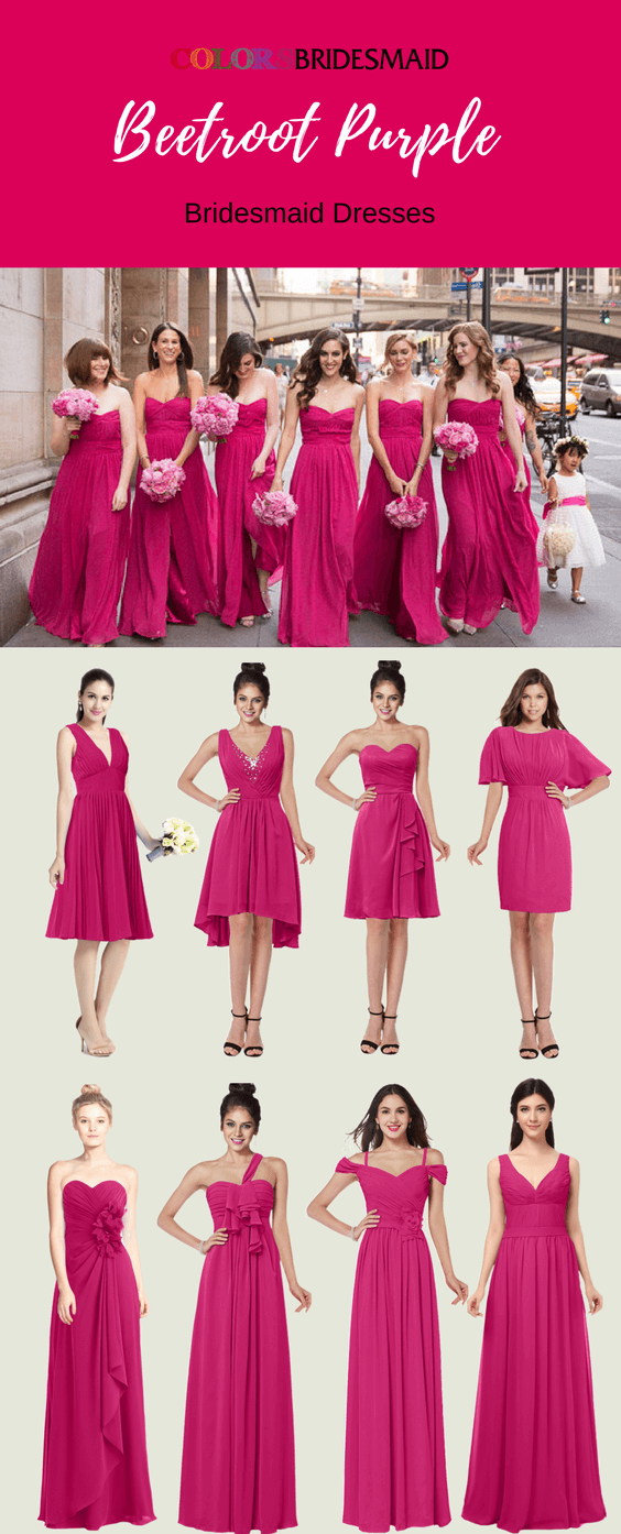 Amazing Beetroot Purple Bridesmaid Dresses in Short and Long Styles