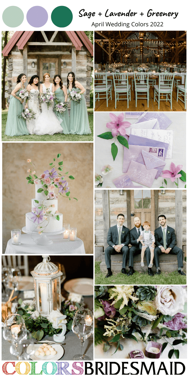 April Wedding Colors 2022 Sage Lavender and Greenery