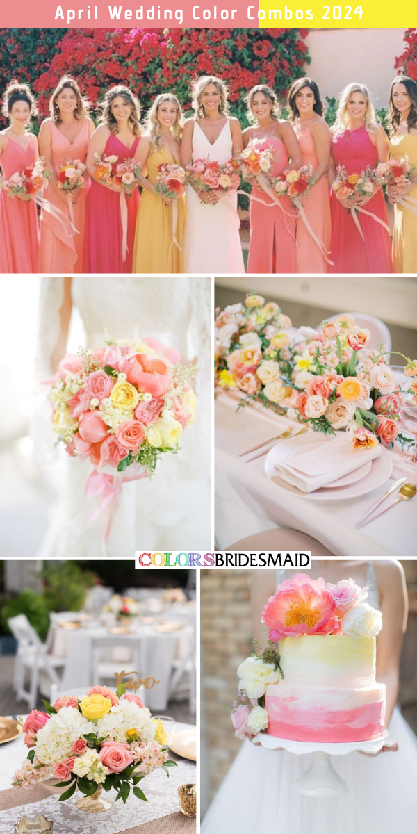 8 Romantic April Wedding Color Combos for 2024 for 2024 - Coral + Yellow