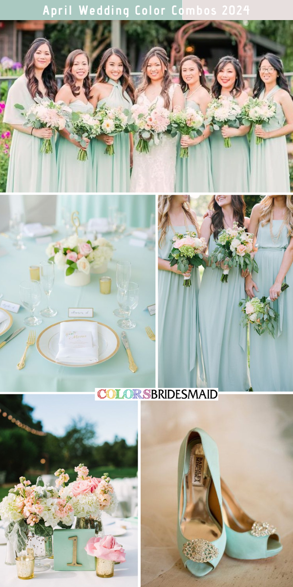8 Romantic April Wedding Color Combos for 2024 for 2024 - Mint Green + Blush
