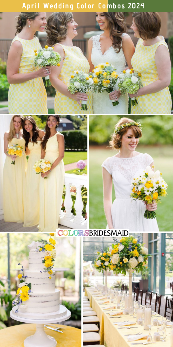 8 Romantic April Wedding Color Combos for 2024 for 2024 - Yellow + White + Greenery