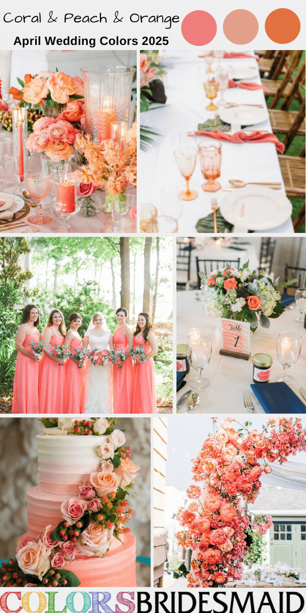 Top 8 April Wedding Color Combos for 2025 - Coral + Peach + Orange