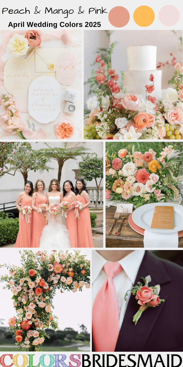 Top 8 April Wedding Color Combos for 2025 - Peach + Mango + Pink