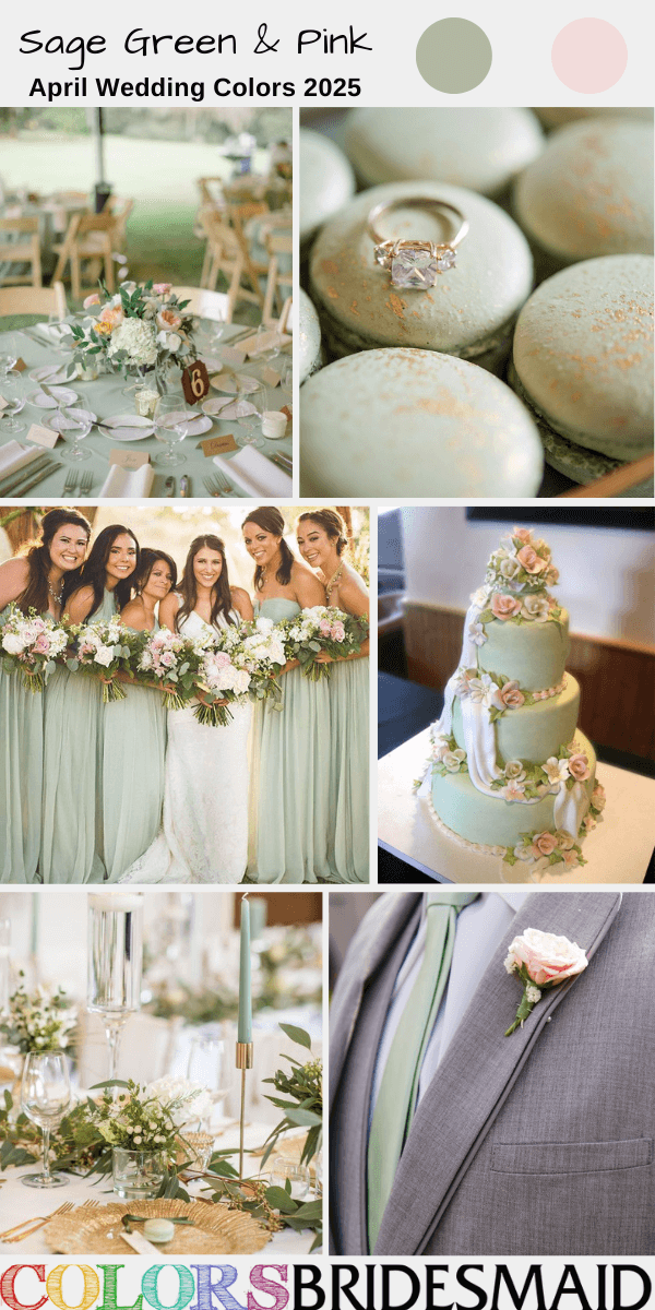 Top 8 April Wedding Color Combos for 2025 - Sage Green + Pink