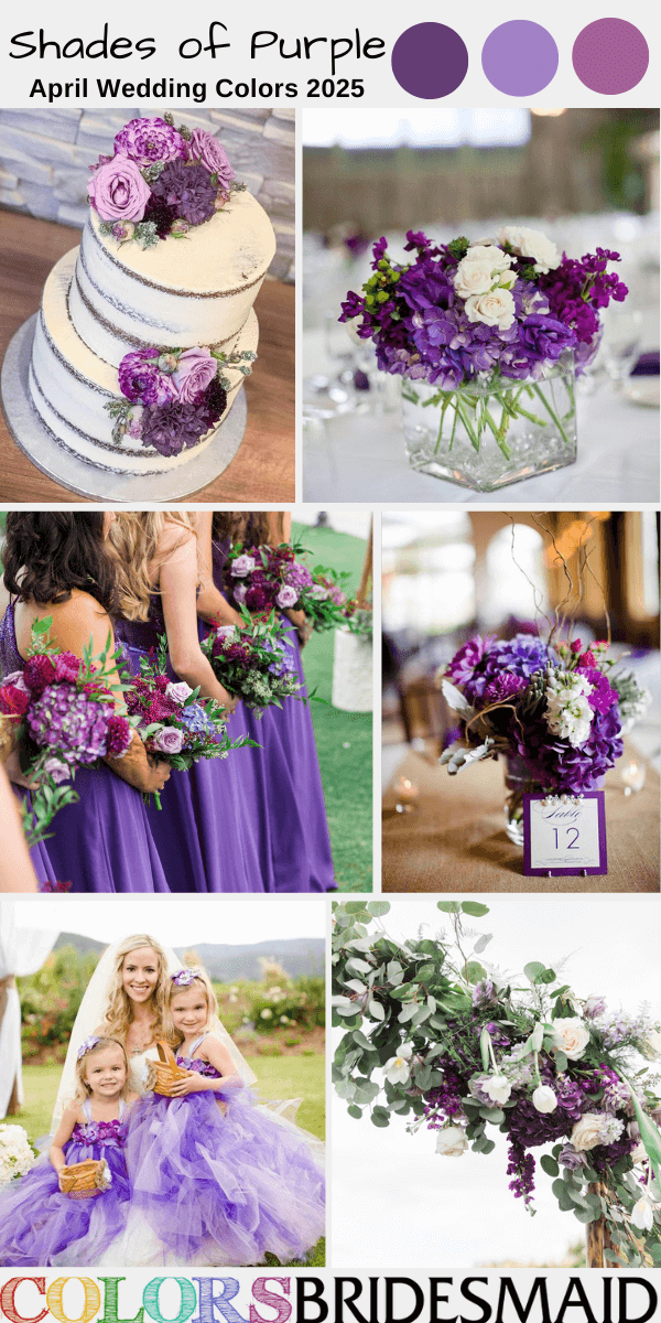Top 8 April Wedding Color Combos for 2025 - Shades of Purple