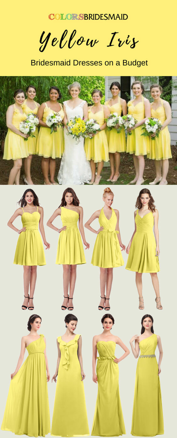 Attractive Yellow Iris Bridesmaid Dresses in Knee-Length and Floor-Length