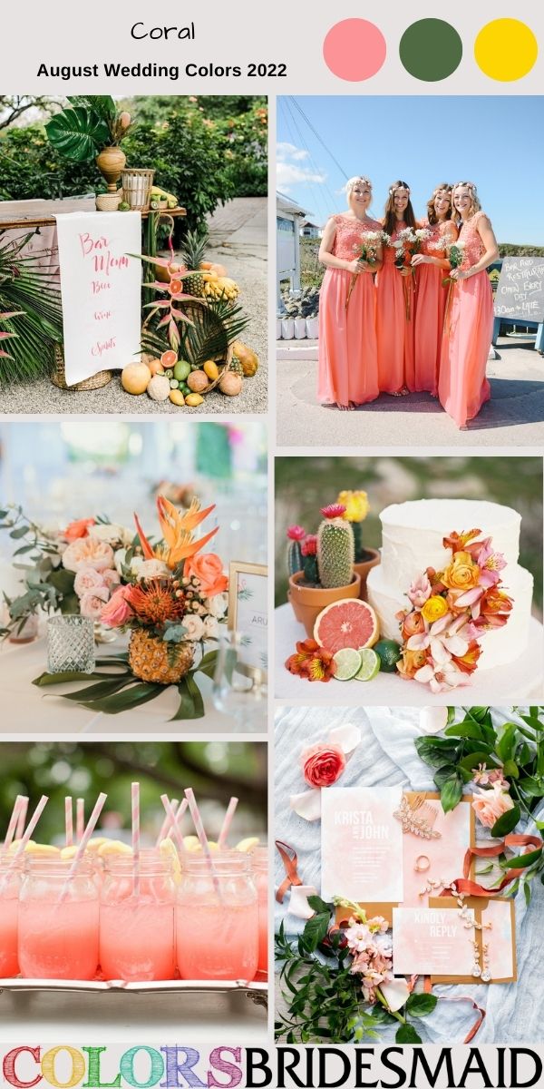 August Wedding Colors 2022 Coral